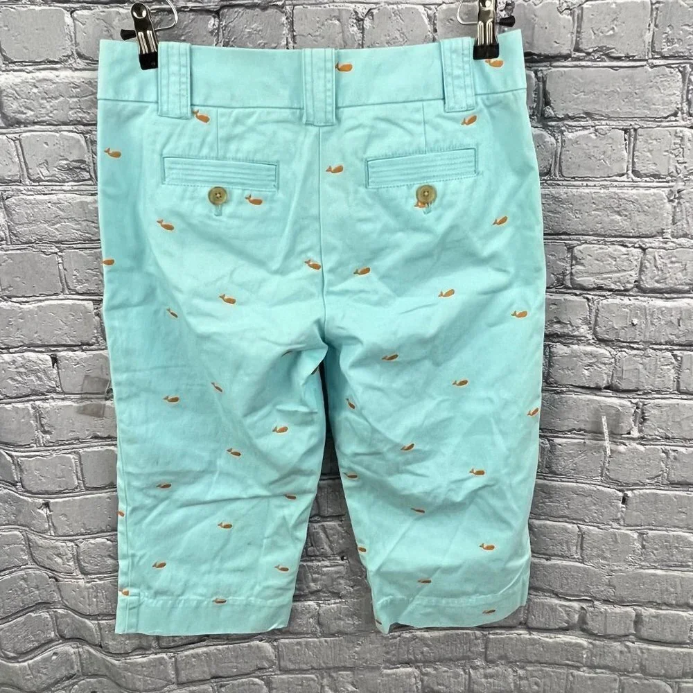 J Crew Critter Broken In Chino Pants Crop Length Whales Blue Size 2 - Picture 2 of 10